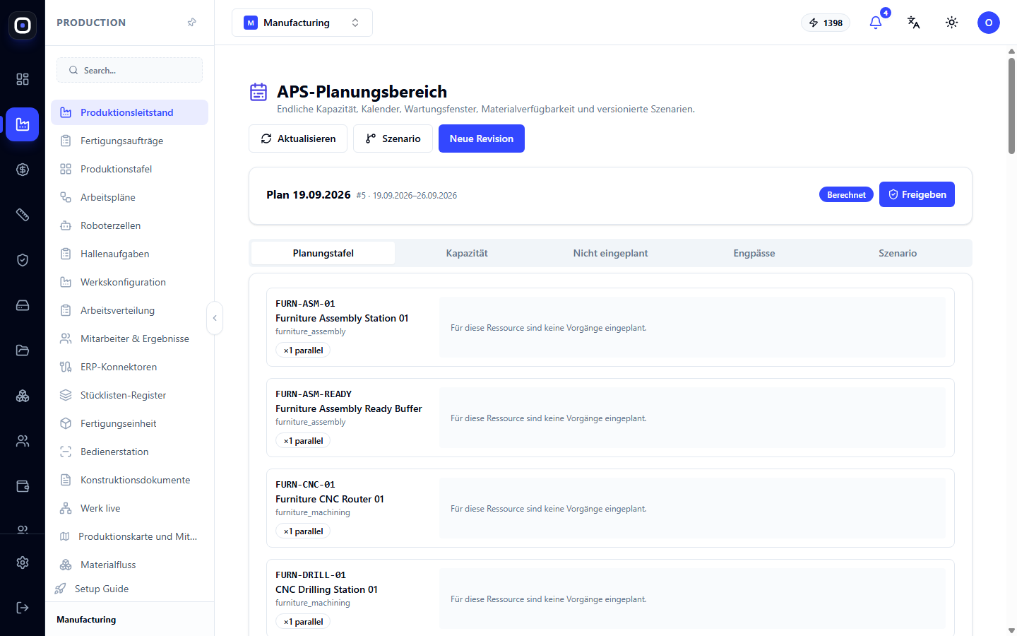 Arbeitsbereich der APS-Planung