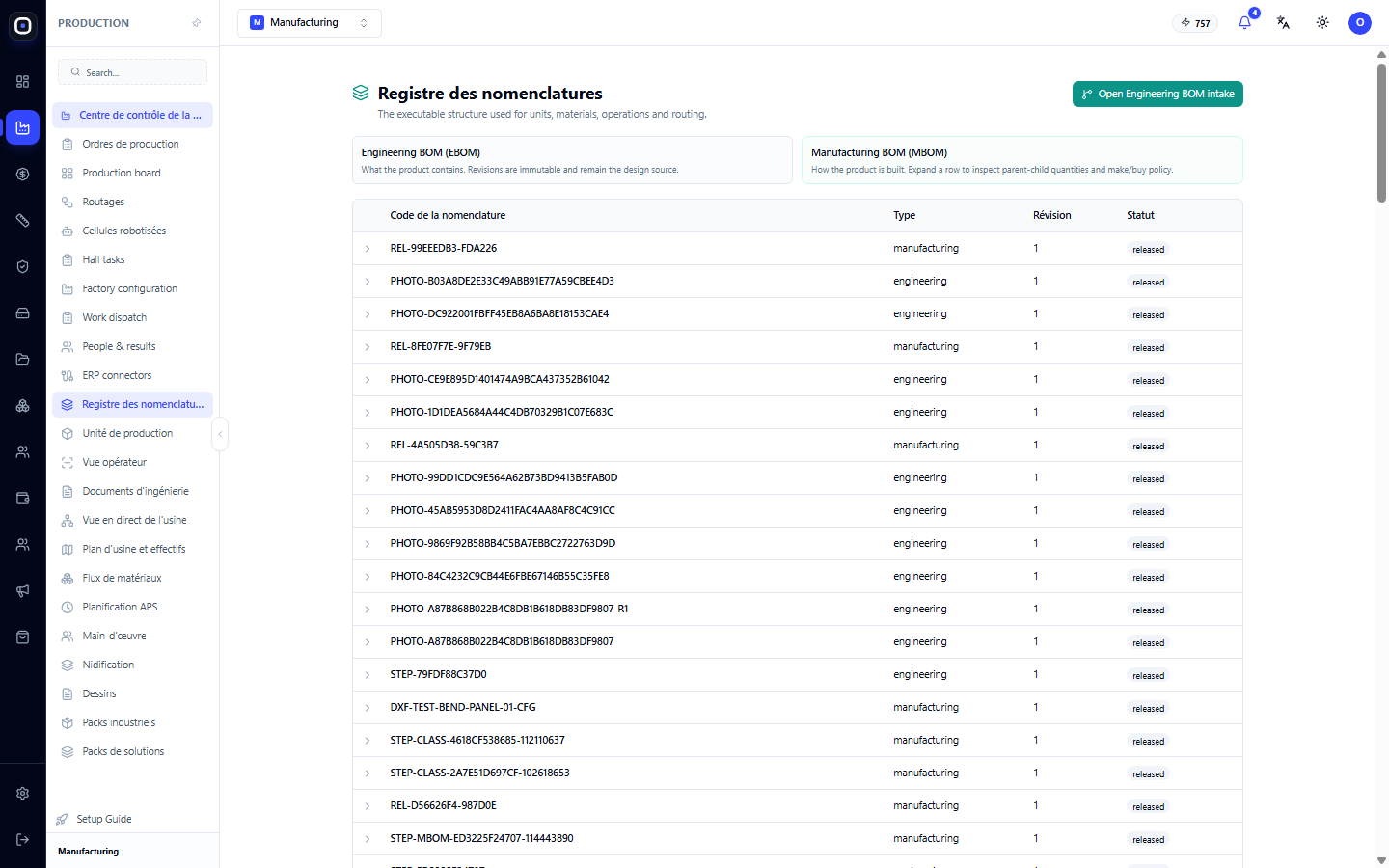 Registre des nomenclatures