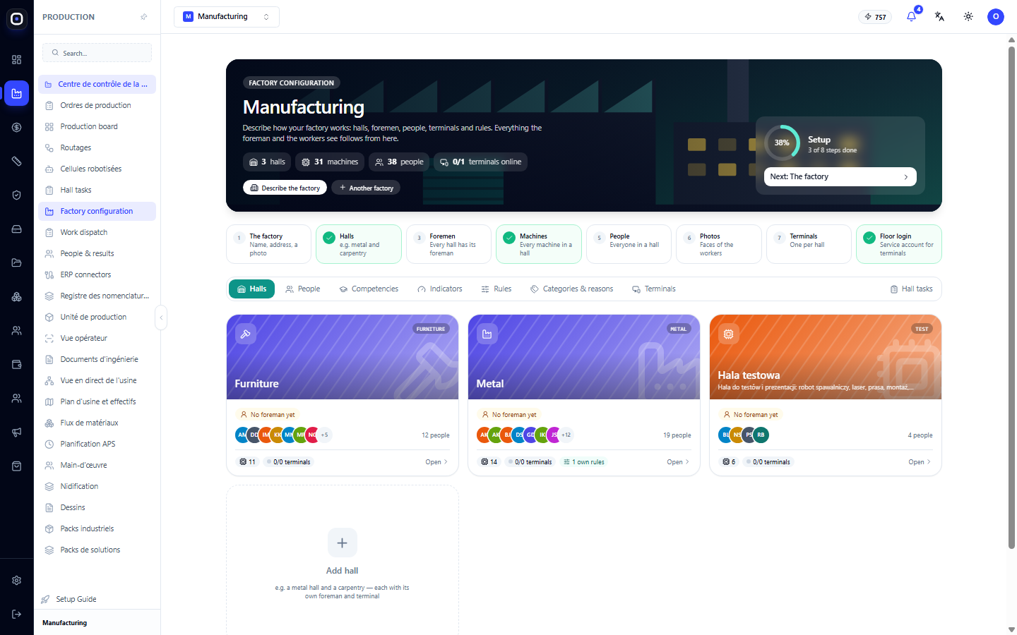 Configuration d'usine