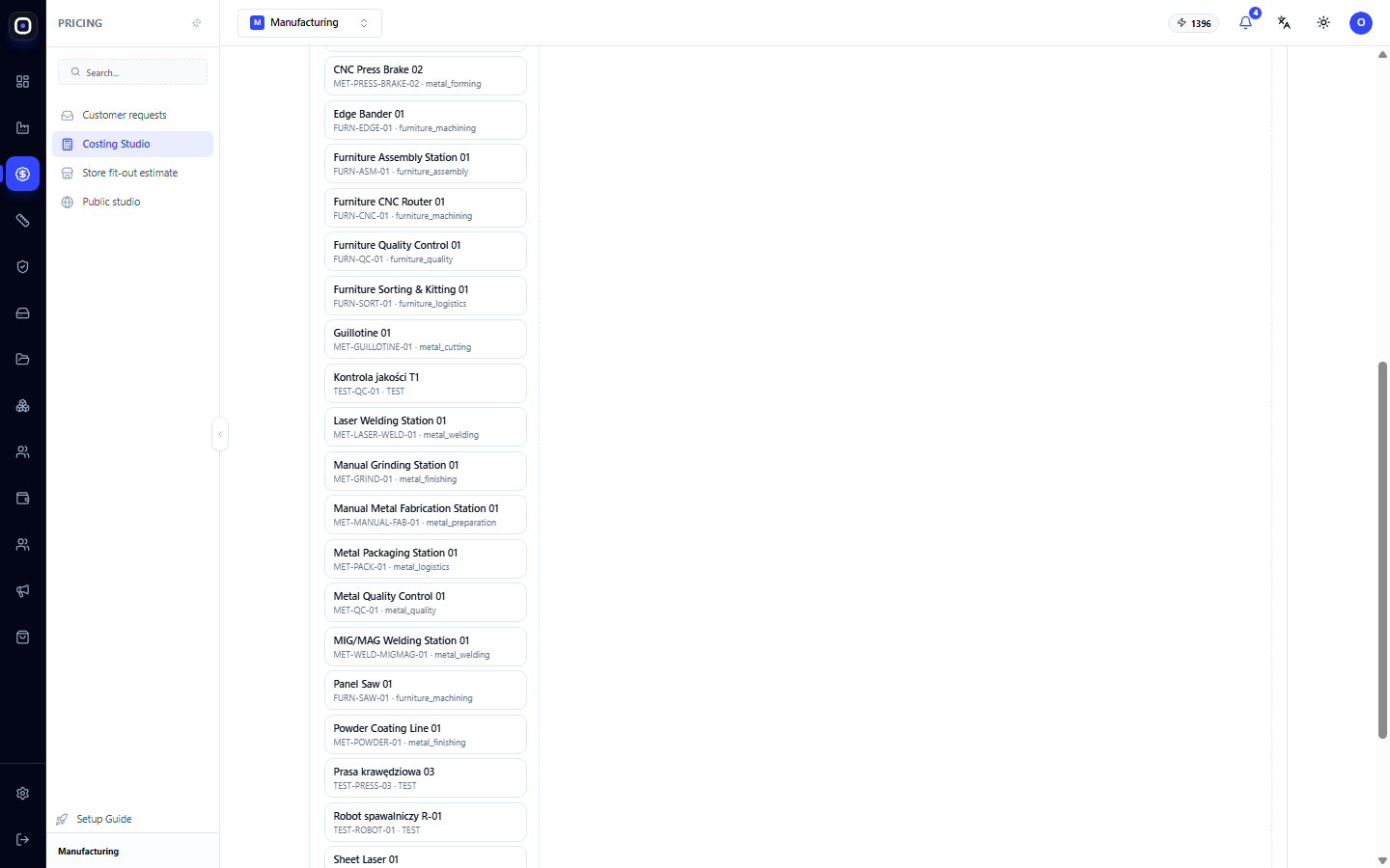 Continuation of the machine list