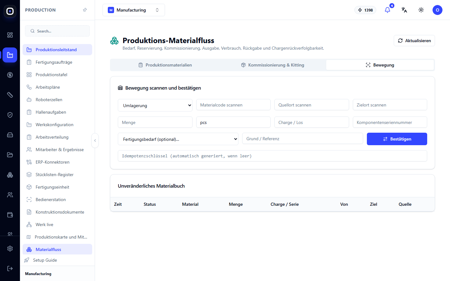 Materialbewegung