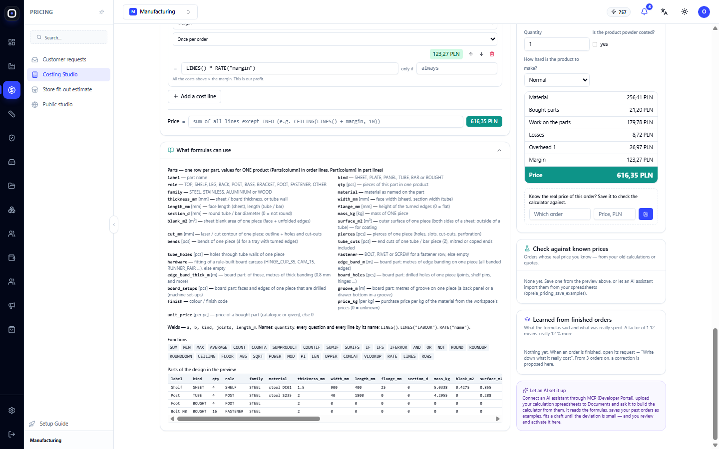 Hilfe: Teilespalten, Funktionen und Produktdaten aus der Vorschau