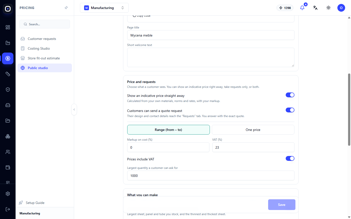 Price, requests, and limitations