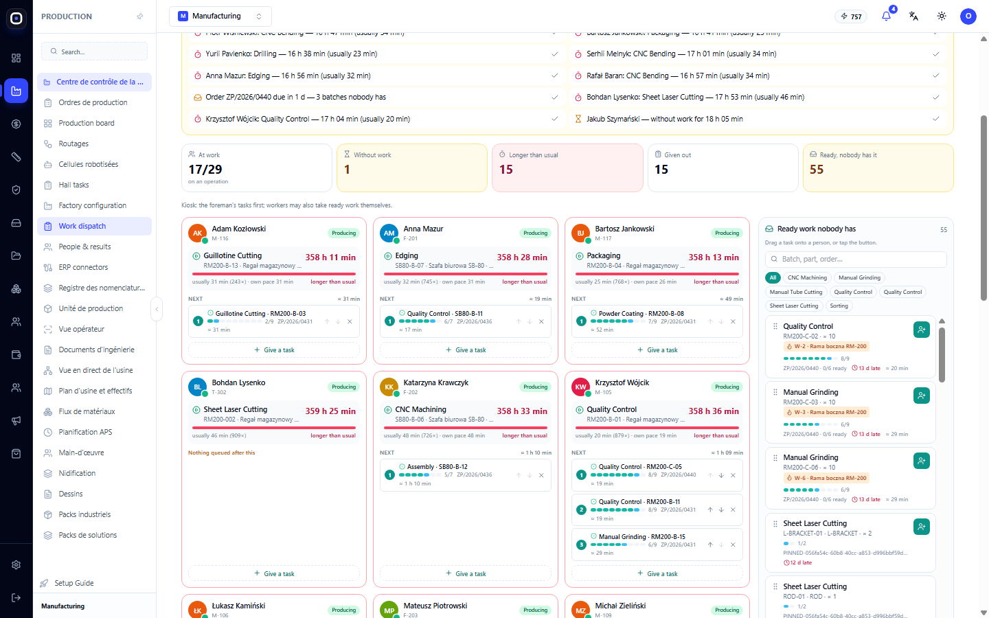 Fiches des personnes et pool