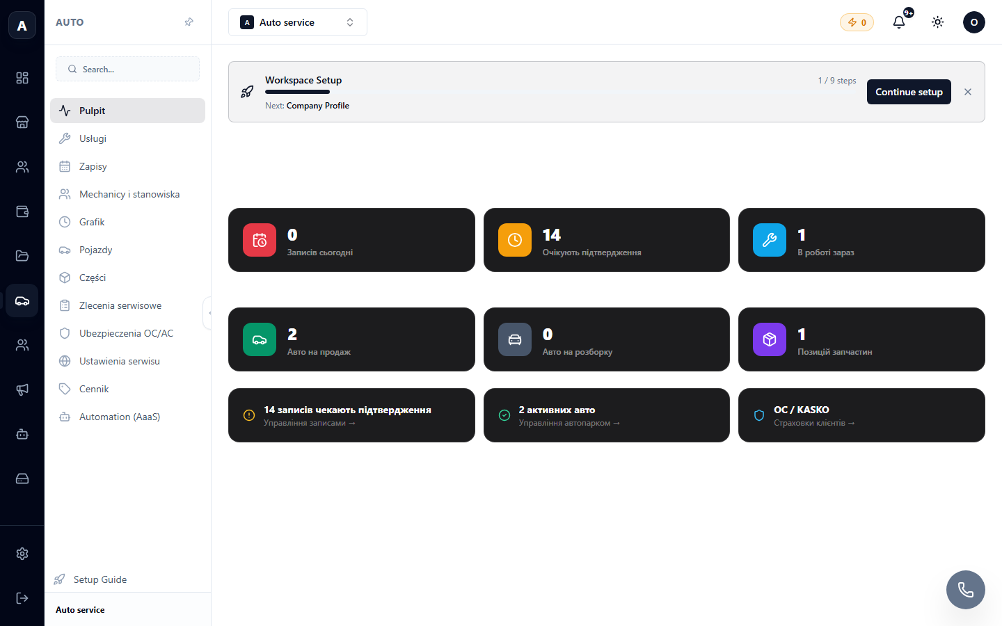 Autoservice-Dashboard