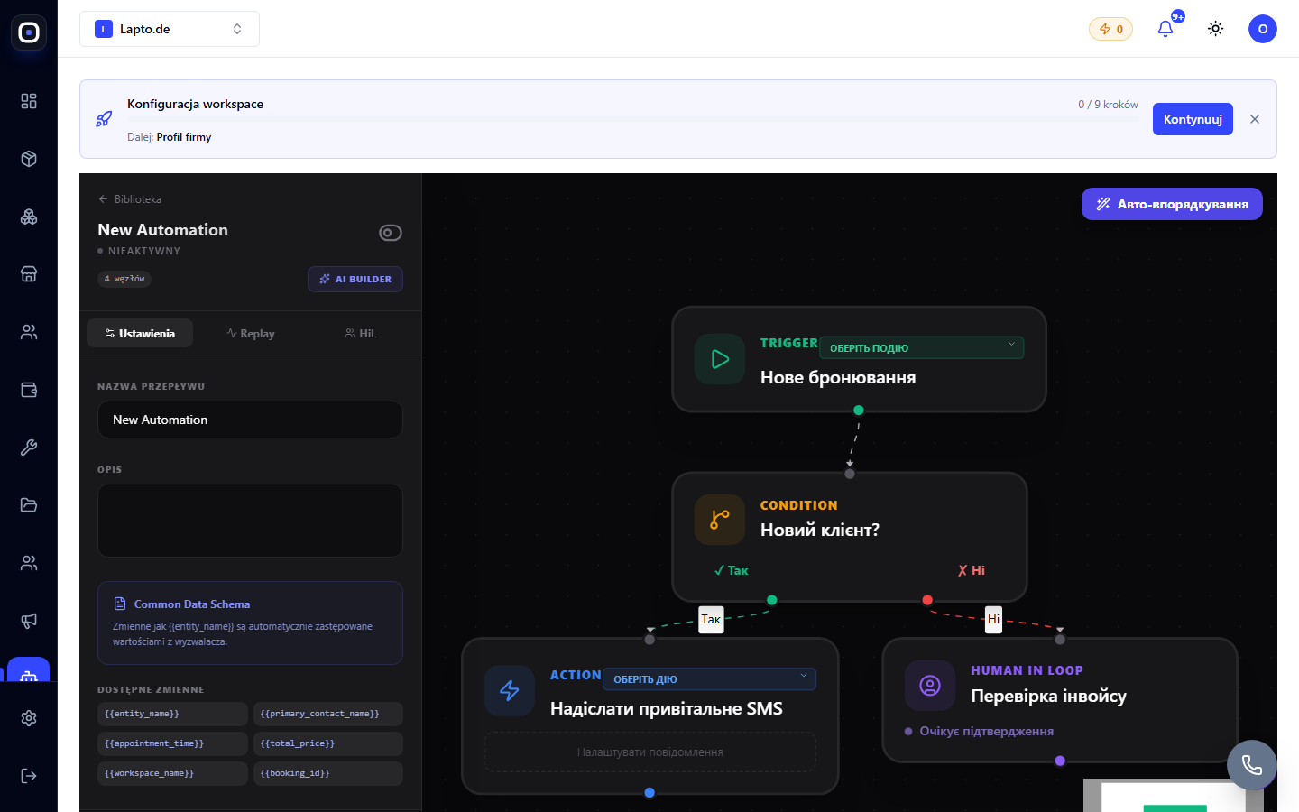 Automation editor with AI Builder button