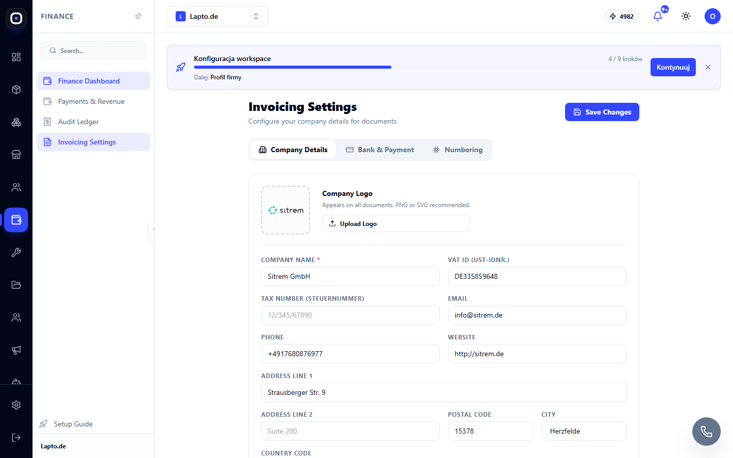 Invoicing Settings