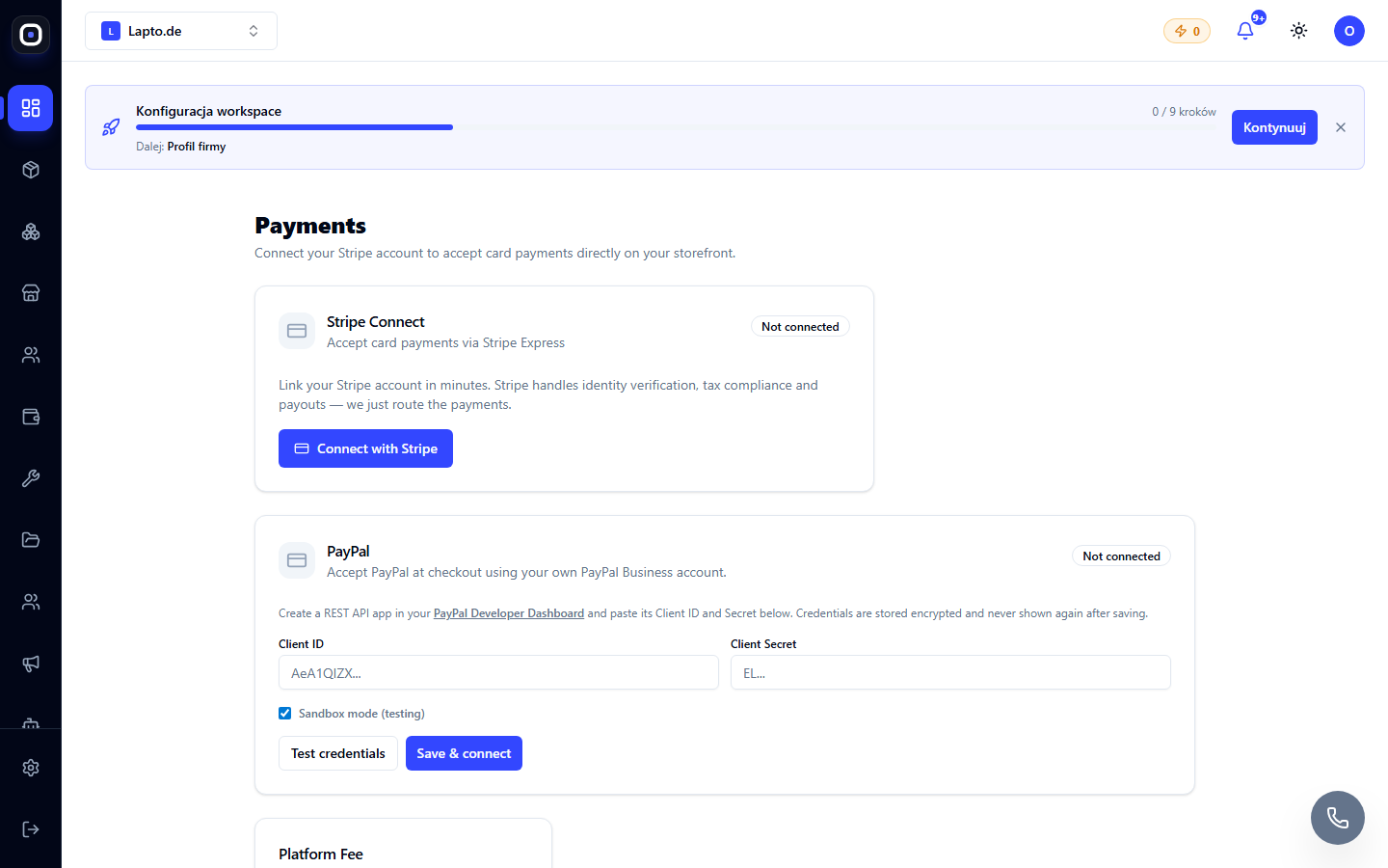 Connecting PayPal