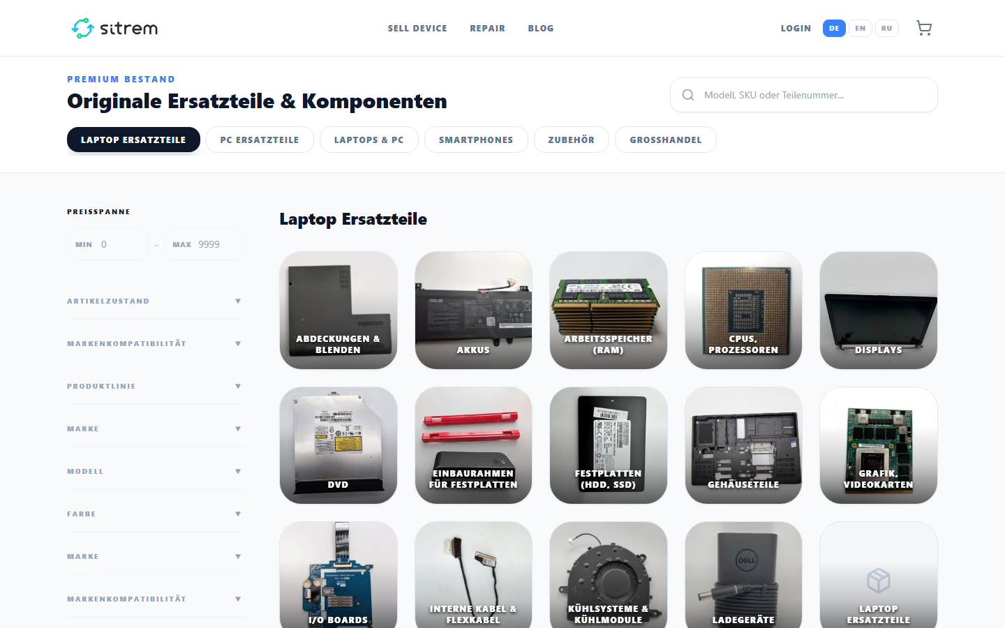 Catalog with filters