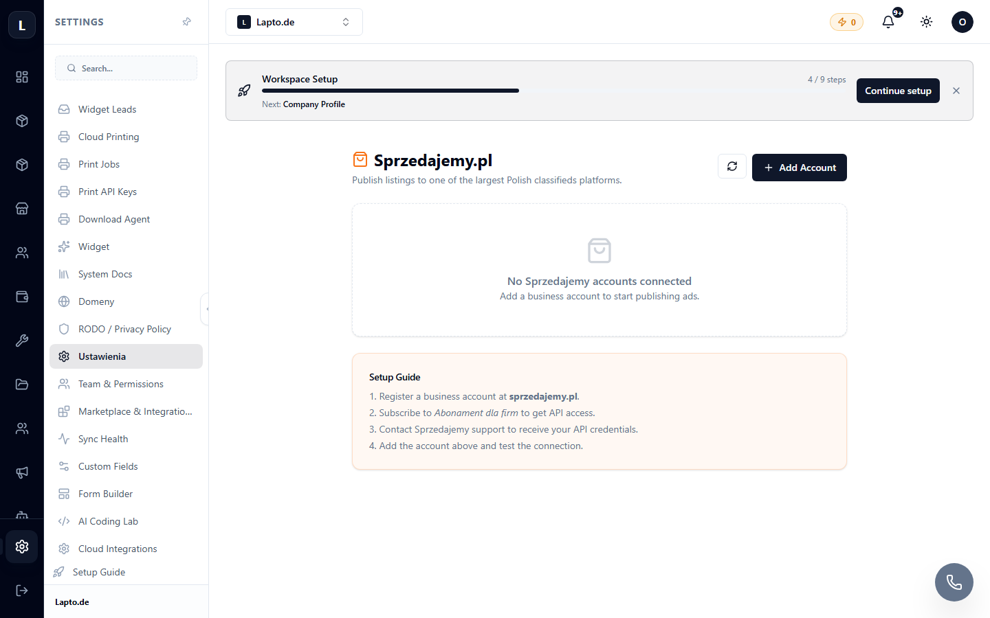 Classifieds boards settings