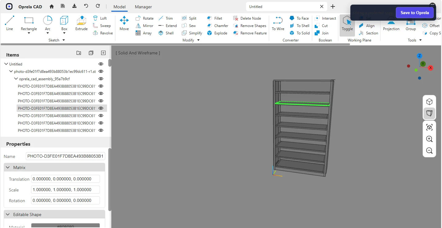 A built-in CAD editor