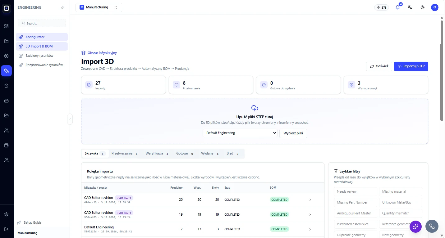 STEP import with a queue
